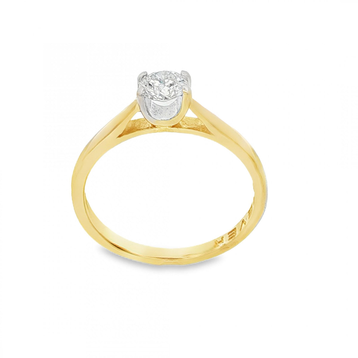 18ct Yellow Gold Diamond Engagement Ring - Size N - 0.38ct