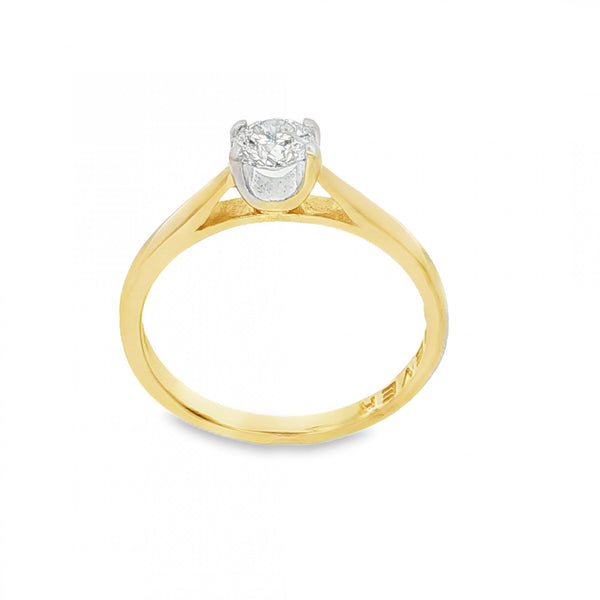 18ct Yellow Gold Diamond Engagement Ring - Size N - 0.38ct