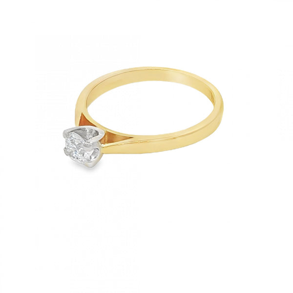18ct Yellow Gold Diamond Engagement Ring - Size N - 0.38ct