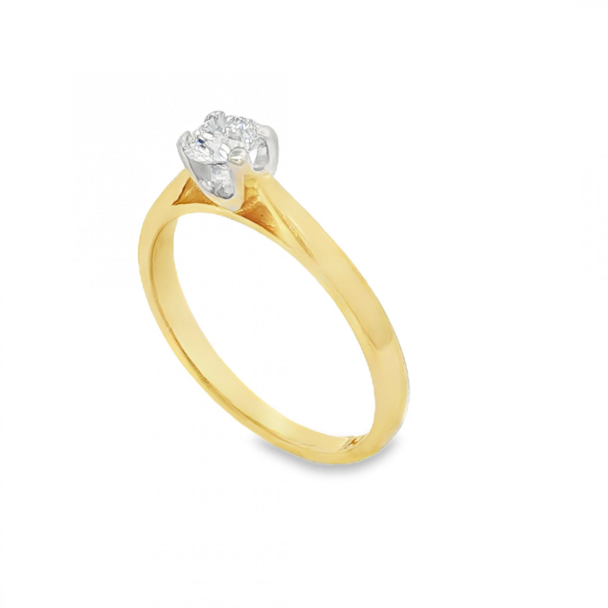 18ct Yellow Gold Diamond Engagement Ring - Size N - 0.38ct