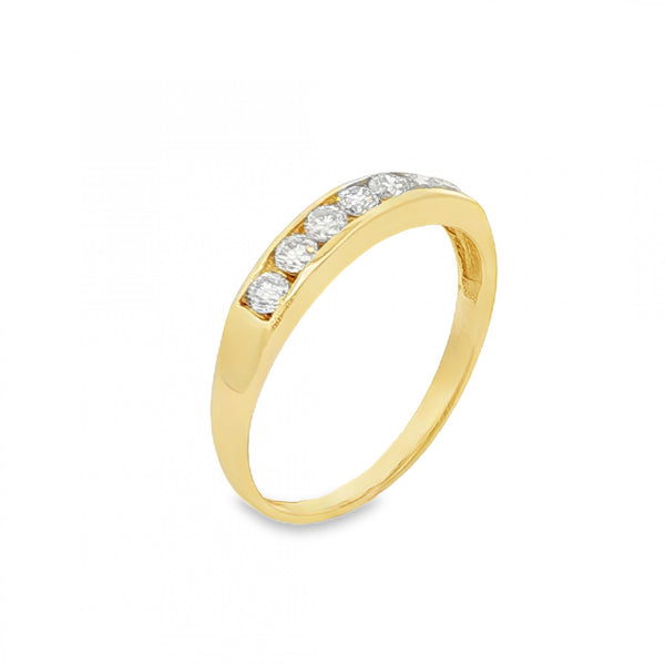 18ct Yellow Gold Diamond Half-Eternity Ring - Size P - 0.33ct