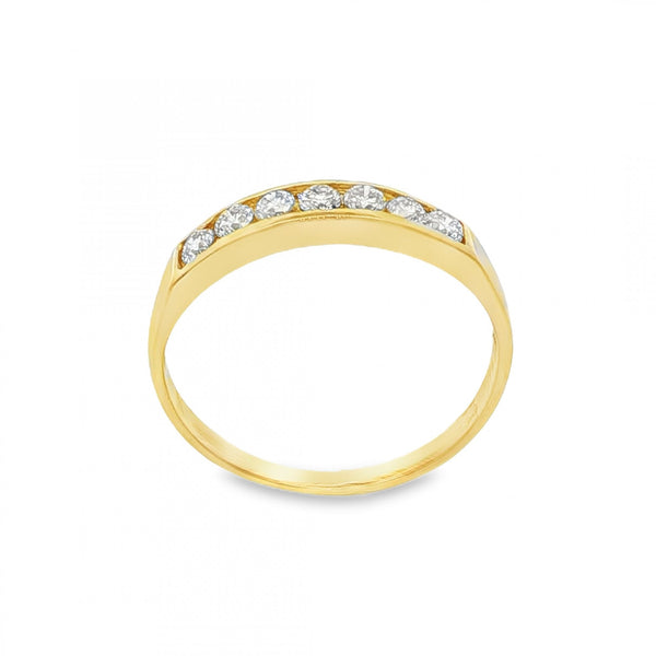 18ct Yellow Gold Diamond Half-Eternity Ring - Size P - 0.33ct