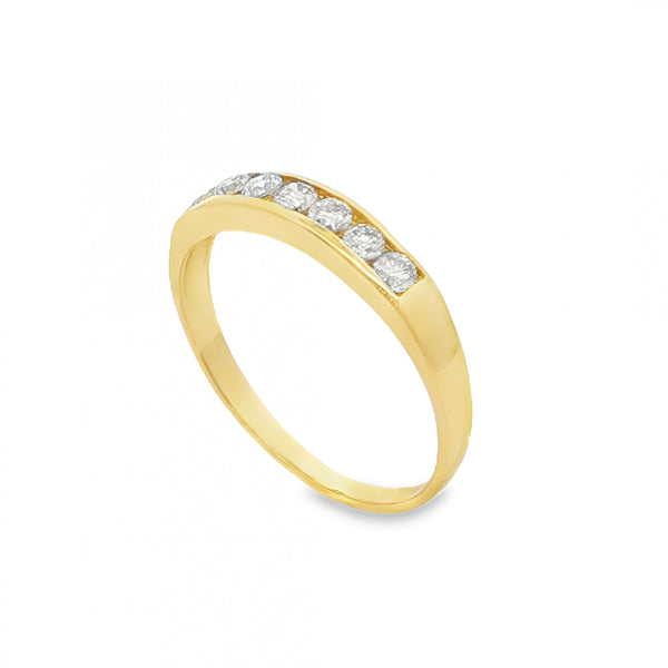 18ct Yellow Gold Diamond Half-Eternity Ring - Size P - 0.33ct