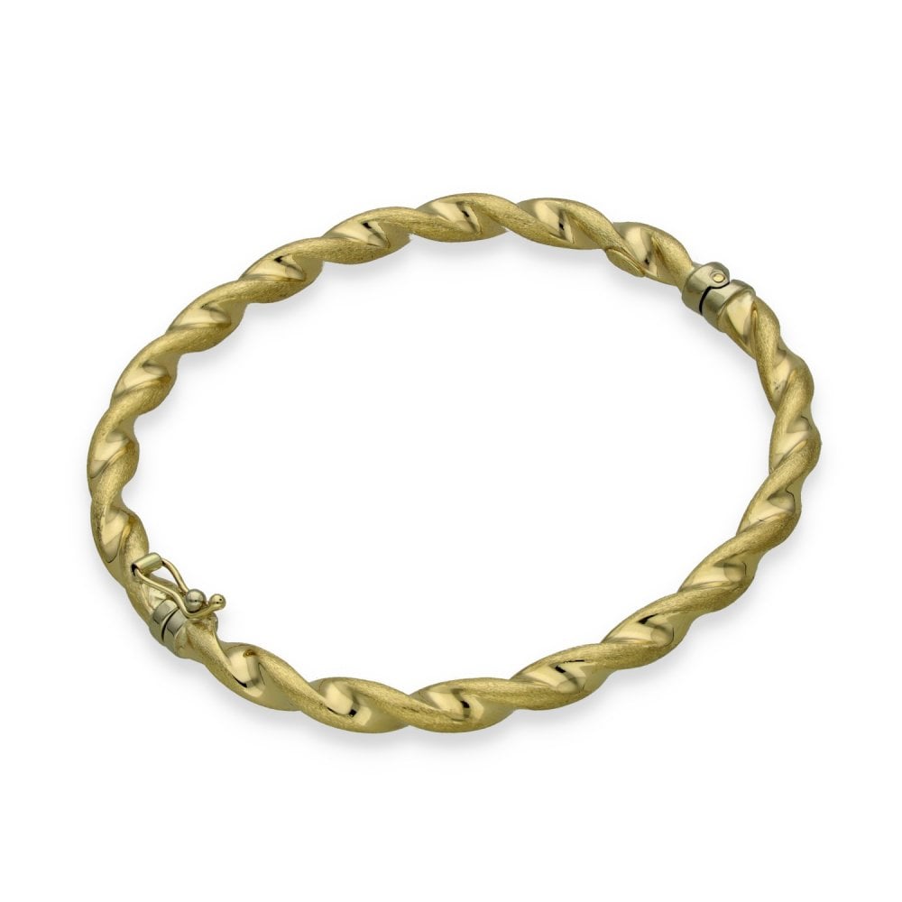 9ct Yellow Gold Textured Twist Bangle - 17.5cm - 4.6g