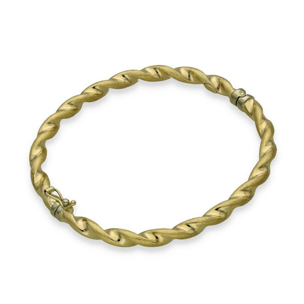 9ct Yellow Gold Textured Twist Bangle - 17.5cm - 4.6g