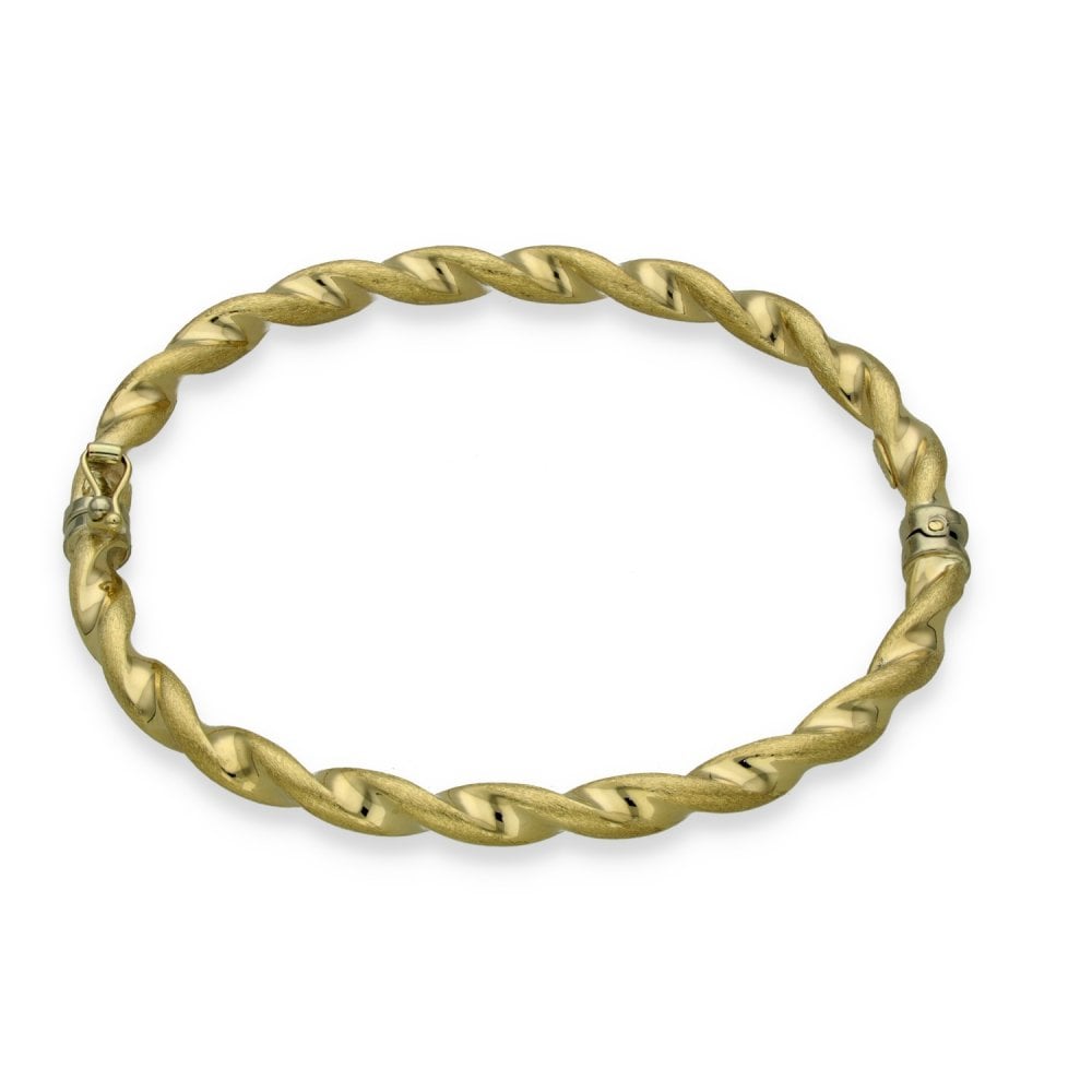 9ct Yellow Gold Textured Twist Bangle - 17.5cm - 4.6g