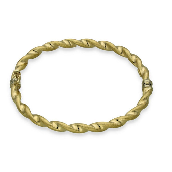 9ct Yellow Gold Textured Twist Bangle - 17.5cm - 4.6g