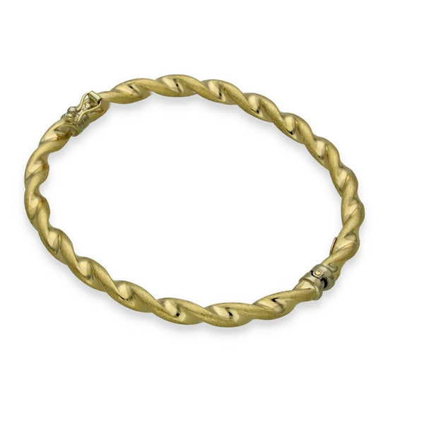 9ct Yellow Gold Textured Twist Bangle - 17.5cm - 4.6g