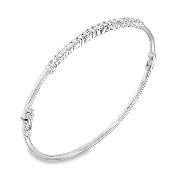 9ct White Gold Diamond Bangle - 18cm - 1.00ct
