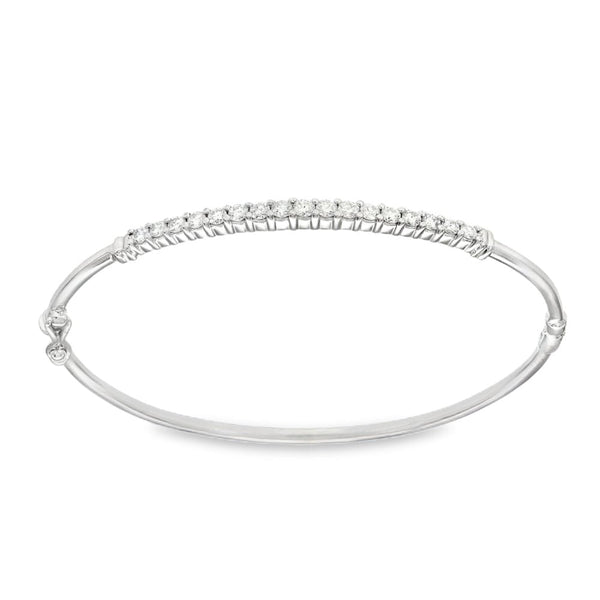 9ct White Gold Diamond Bangle - 18cm - 1.00ct