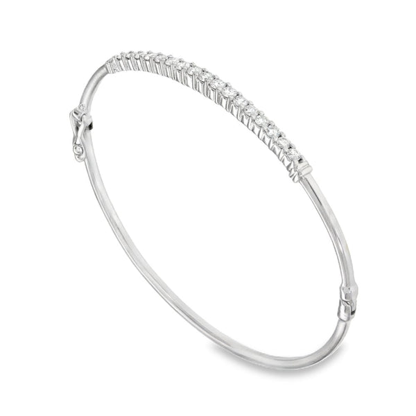 9ct White Gold Diamond Bangle - 18cm - 1.00ct