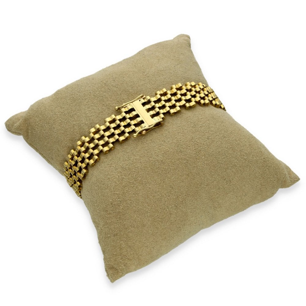 9ct Yellow Gold Brick ID Bracelet - 8" - 25.8g