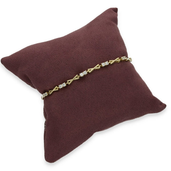 9ct Yellow Gold CZ Crossover Bracelet - 7.5" - 6.8g