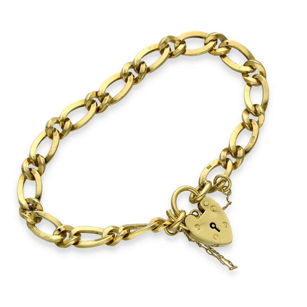 9ct Yellow Gold Alternating Curb Bracelet - 18cm - 17.9g