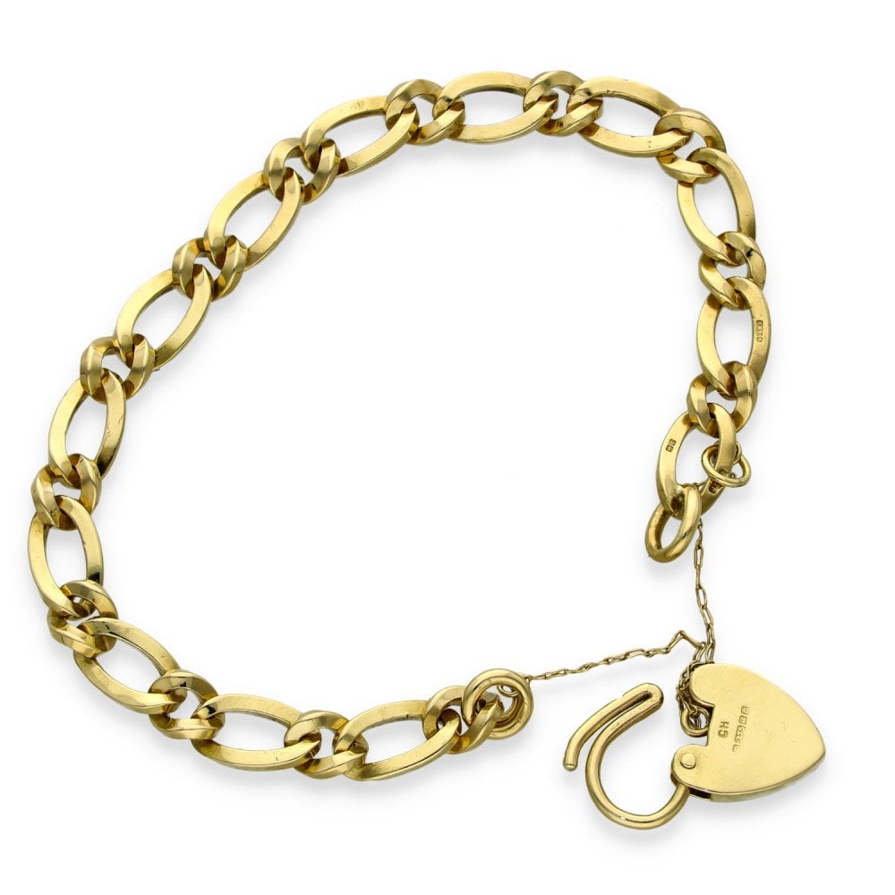 9ct Yellow Gold Alternating Curb Bracelet - 18cm - 17.9g