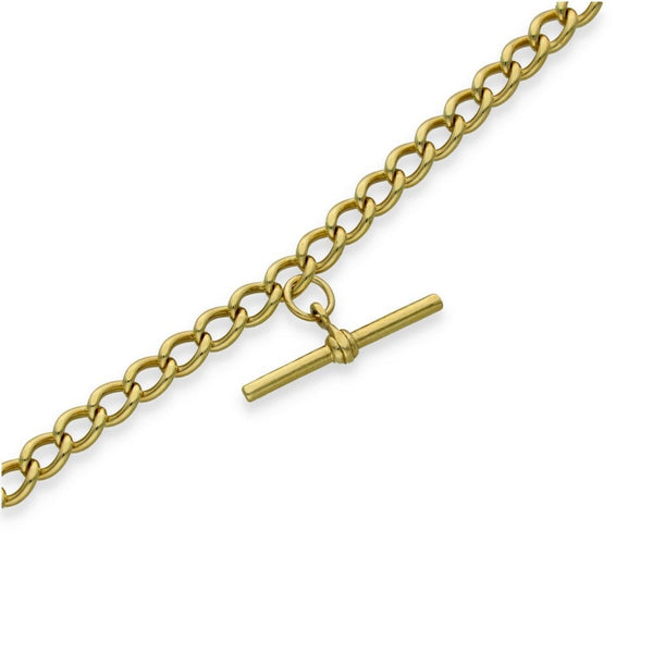 9ct Yellow Gold Curb Bracelet & T-Bar Pendant - 17cm - 12.6g