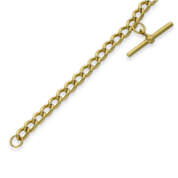 9ct Yellow Gold Curb Bracelet & T-Bar Pendant - 17cm - 12.6g