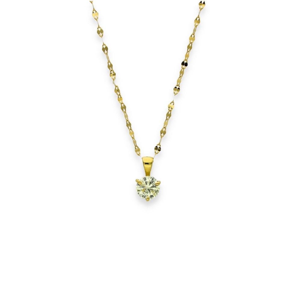 9ct Yellow Gold Diamond Pendant & Necklace - 18" - 0.88ct