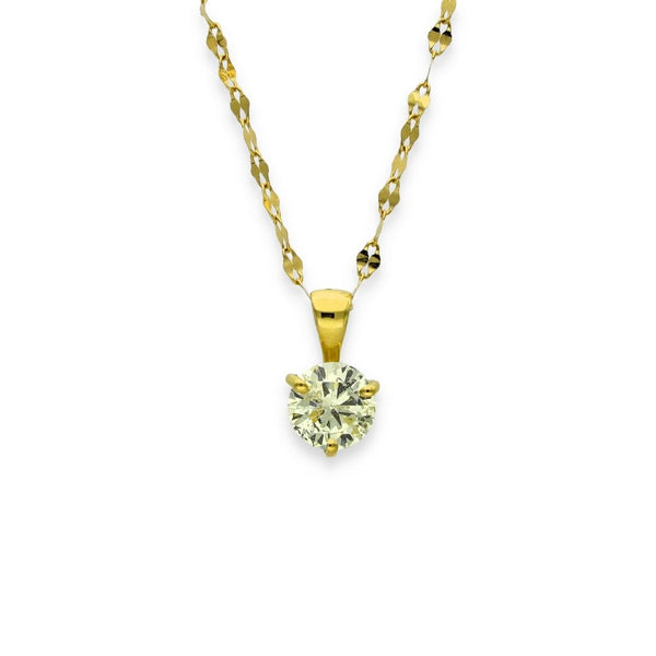 9ct Yellow Gold Diamond Pendant & Necklace - 18" - 0.88ct