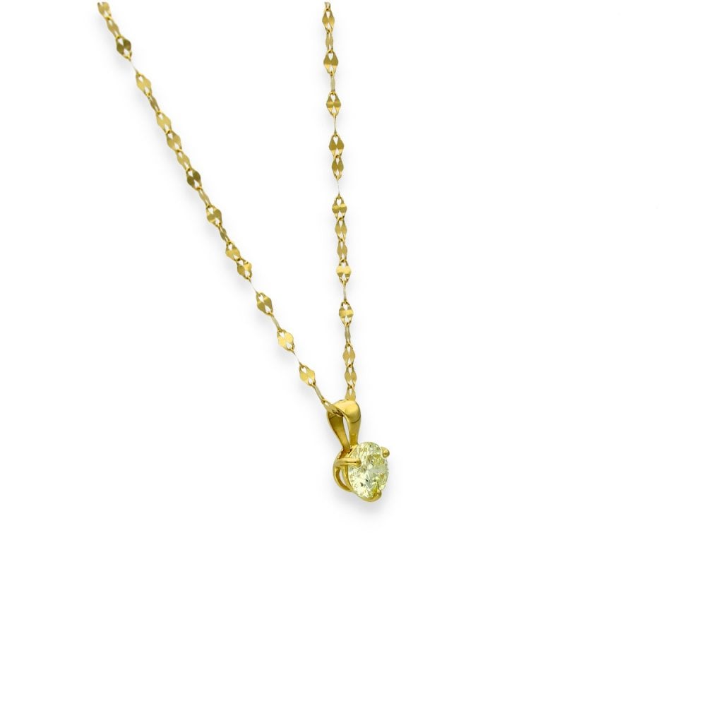 9ct Yellow Gold Diamond Pendant & Necklace - 18" - 0.88ct
