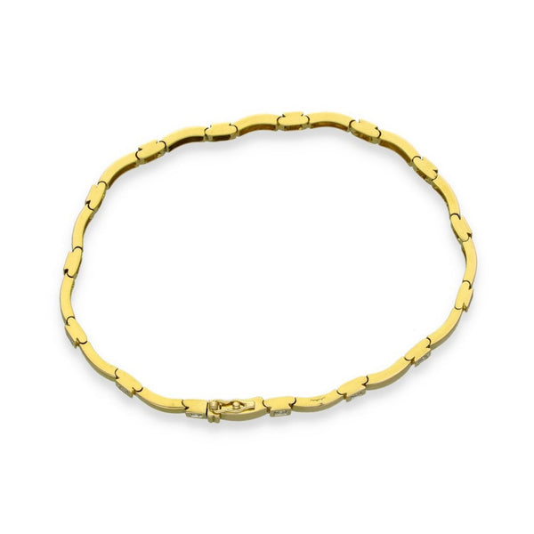 9ct Yellow Gold Diamond Bar Bracelet - 7.5" - 0.15ct