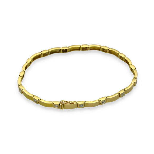 9ct Yellow Gold Diamond Bar Bracelet - 7.5" - 0.15ct