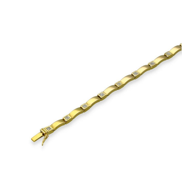9ct Yellow Gold Diamond Bar Bracelet - 7.5" - 0.15ct