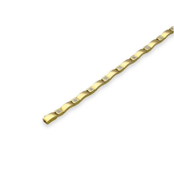 9ct Yellow Gold Diamond Bar Bracelet - 7.5" - 0.15ct