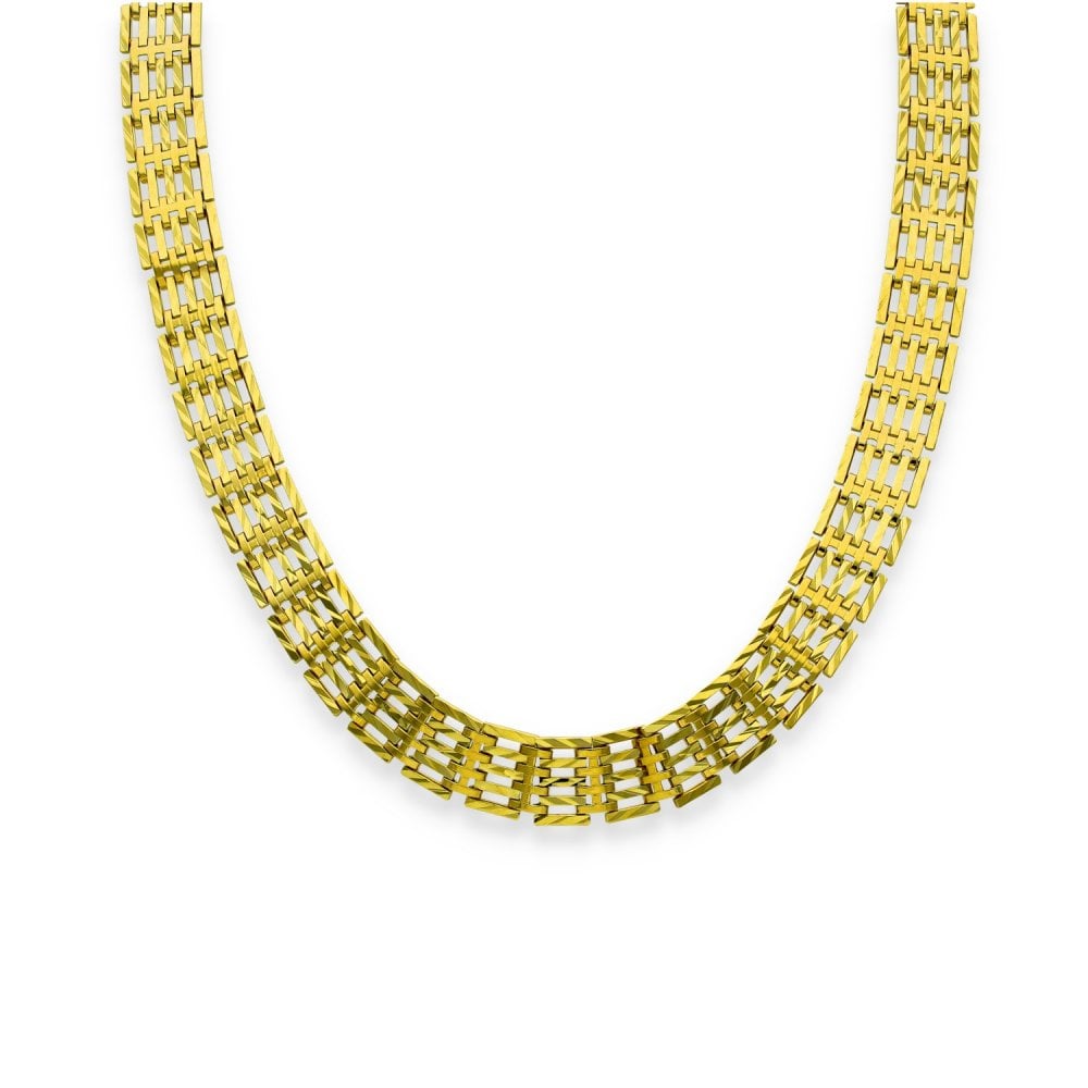 9ct Yellow Gold 5 Bar Gate Necklet - 18" - 28.2g