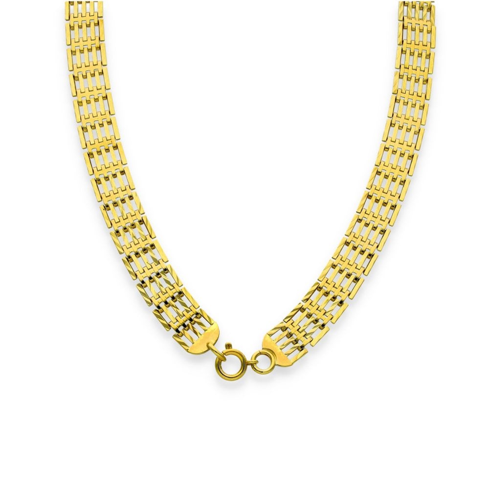 9ct Yellow Gold 5 Bar Gate Necklet - 18" - 28.2g