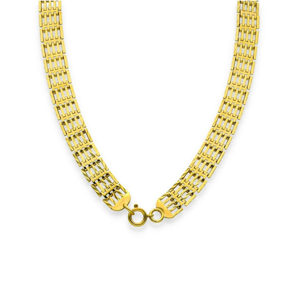 9ct Yellow Gold 5 Bar Gate Necklet - 18" - 28.2g