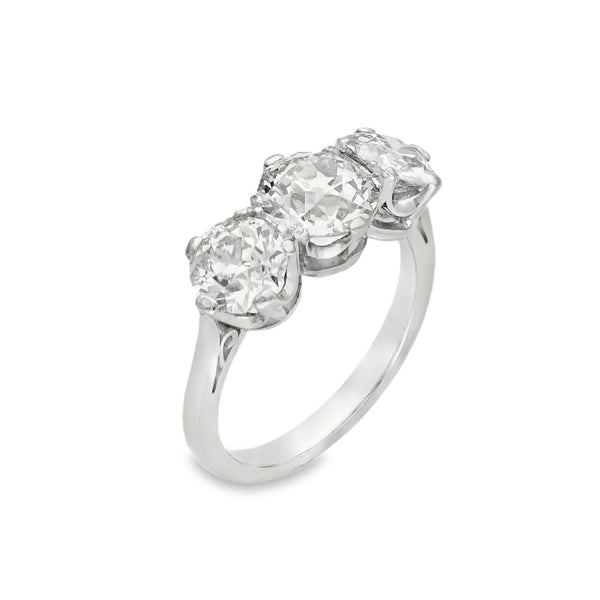 950 Platinum Diamond Trilogy Ring - Size M½ - 3.42ct