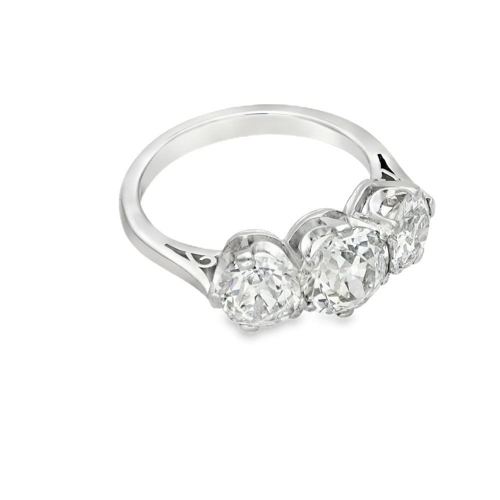 950 Platinum Diamond Trilogy Ring - Size M½ - 3.42ct
