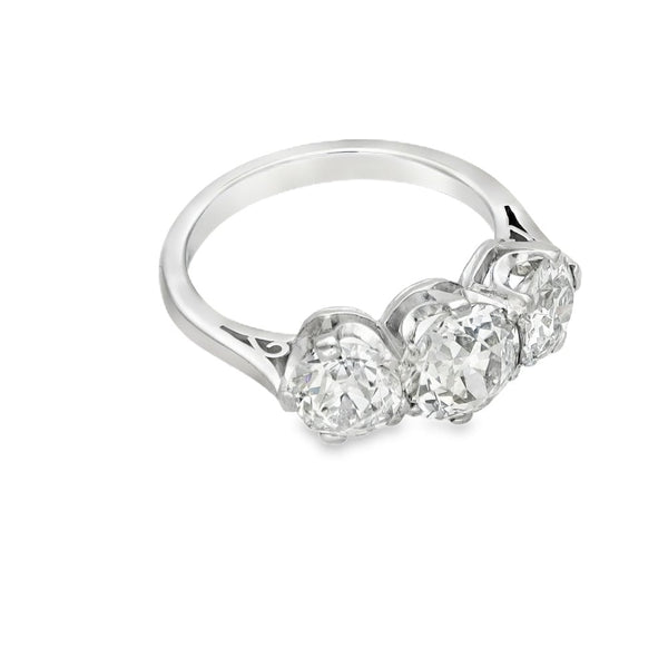 950 Platinum Diamond Trilogy Ring - Size M½ - 3.42ct