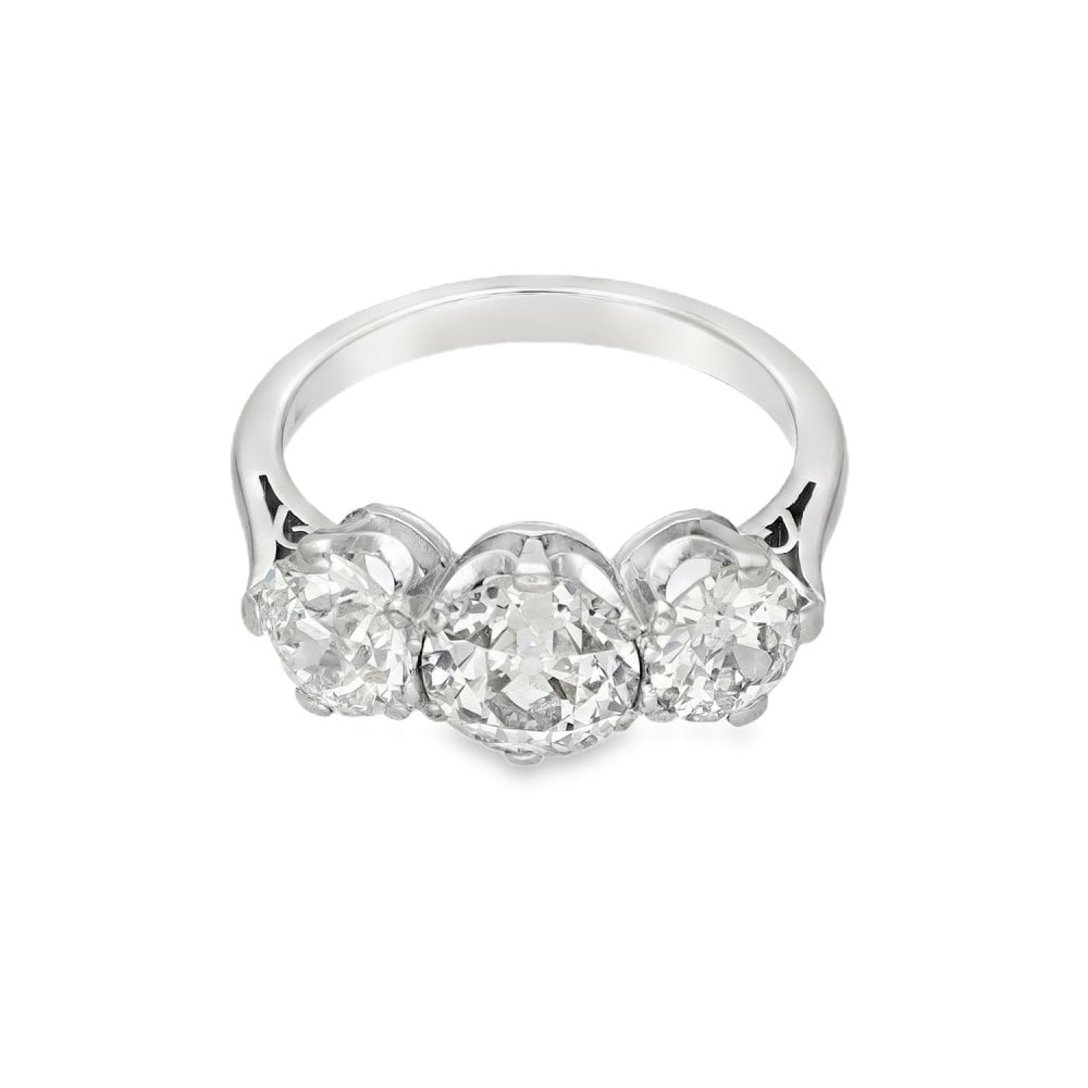 950 Platinum Diamond Trilogy Ring - Size M½ - 3.42ct