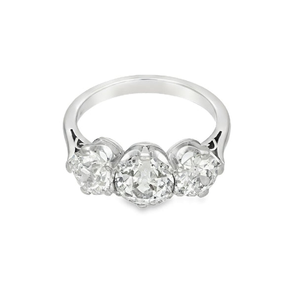950 Platinum Diamond Trilogy Ring - Size M½ - 3.42ct