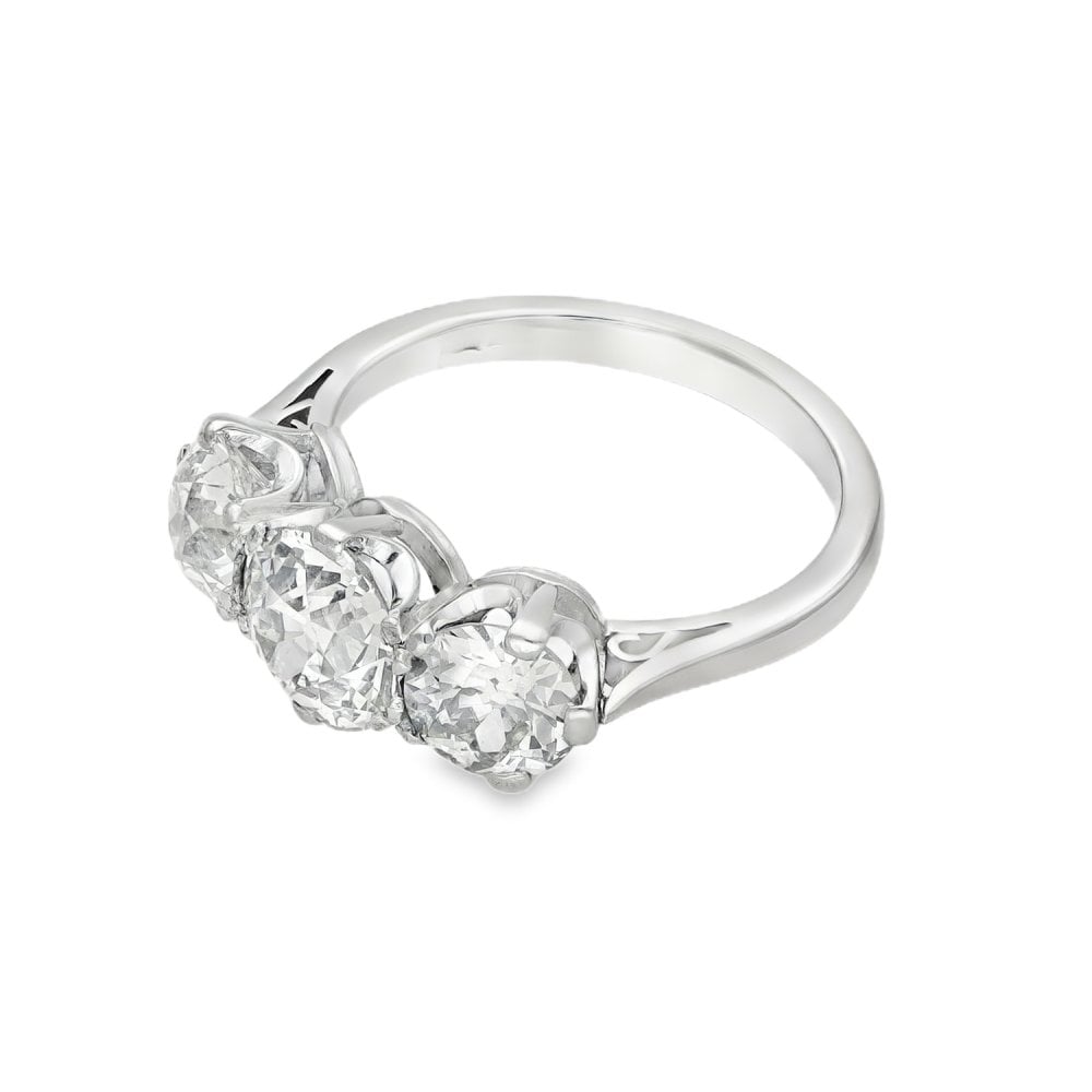 950 Platinum Diamond Trilogy Ring - Size M½ - 3.42ct