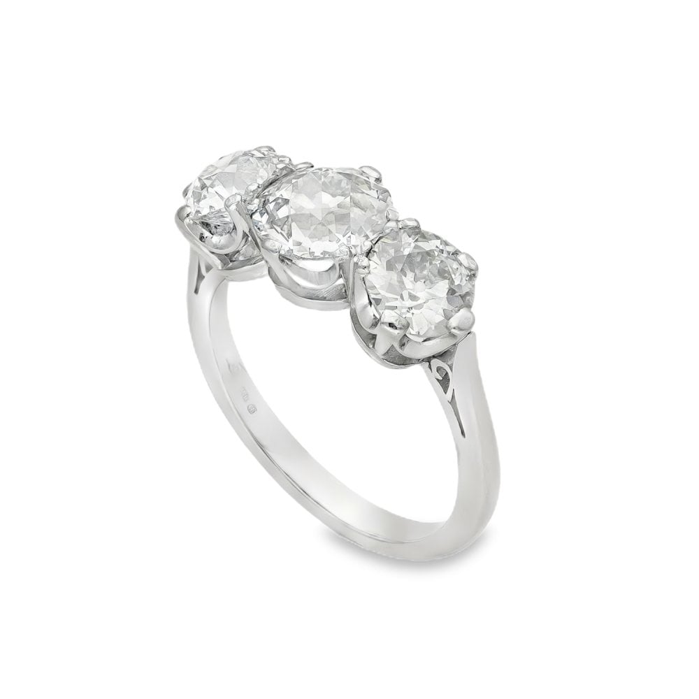 950 Platinum Diamond Trilogy Ring - Size M½ - 3.42ct