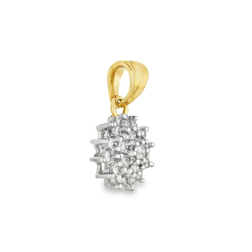 9ct White Gold Diamond Cluster Pendant - 9x11x5mm - 0.25ct