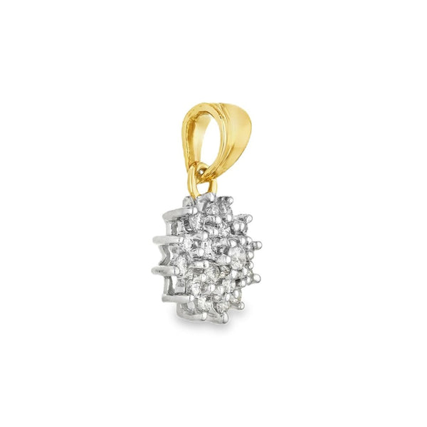 9ct White Gold Diamond Cluster Pendant - 9x11x5mm - 0.25ct