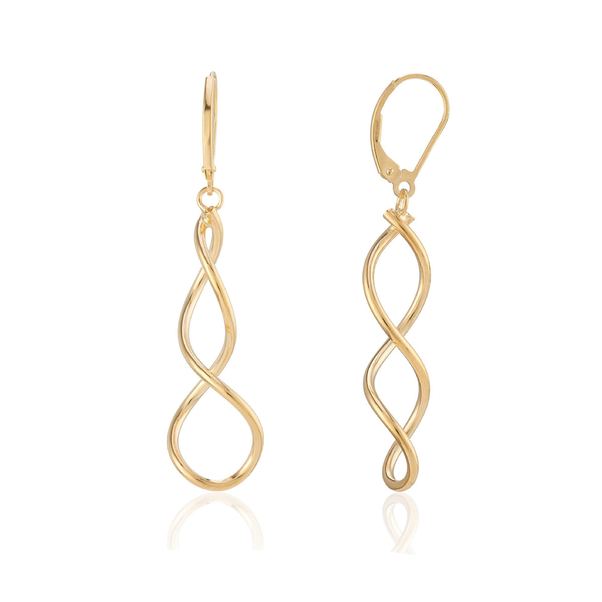 9ct Yellow Gold Twist Tube Drop Earrings - 12x38x12mm - 1.4g