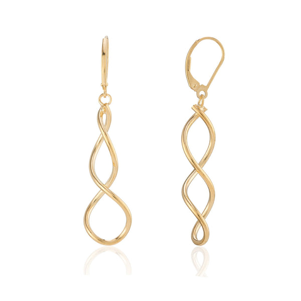 9ct Yellow Gold Twist Tube Drop Earrings - 12x38x12mm - 1.4g