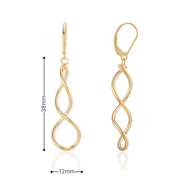 9ct Yellow Gold Twist Tube Drop Earrings - 12x38x12mm - 1.4g