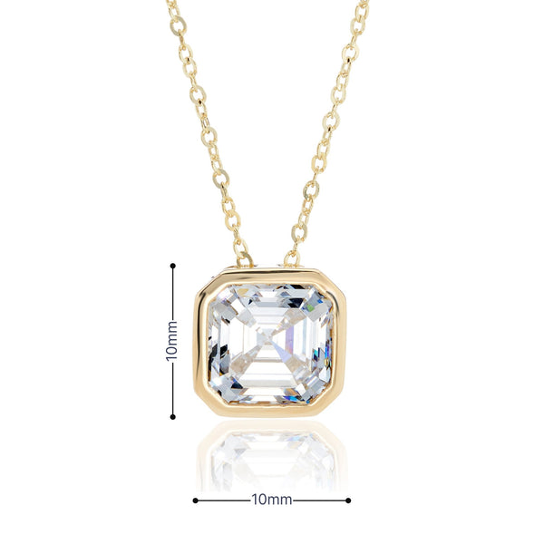 9ct Yellow Gold Cushion CZ Pendant & Necklace - 16/18" - 2.7g