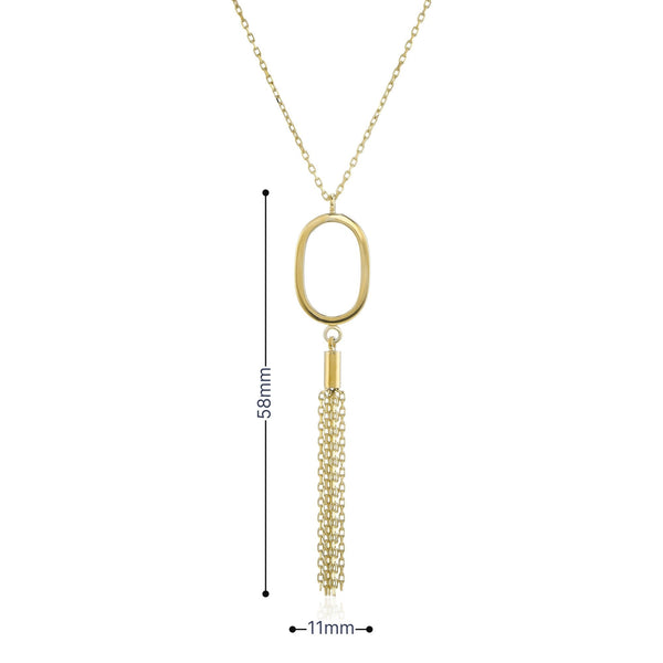 9ct White Gold Oval & Tassel Drop Pendant & Necklace - 16/18"