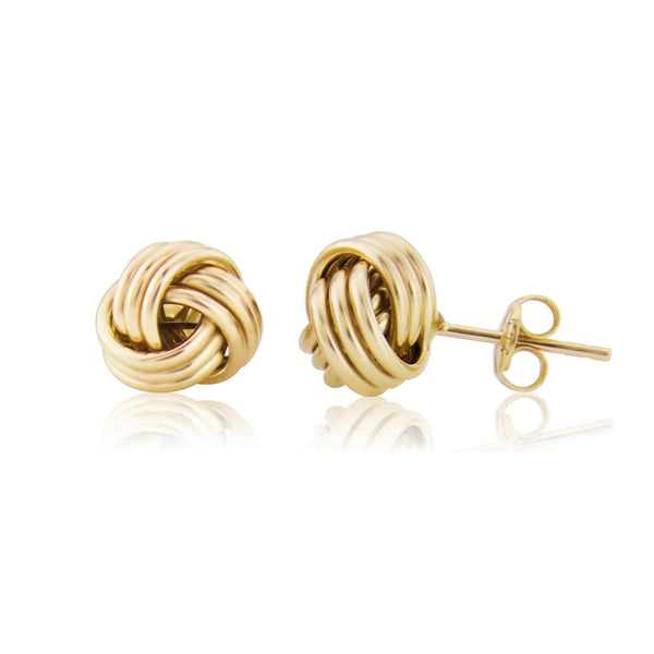 9ct Yellow Gold Knot Stud Earrings - 10x10x16mm - 1.3g