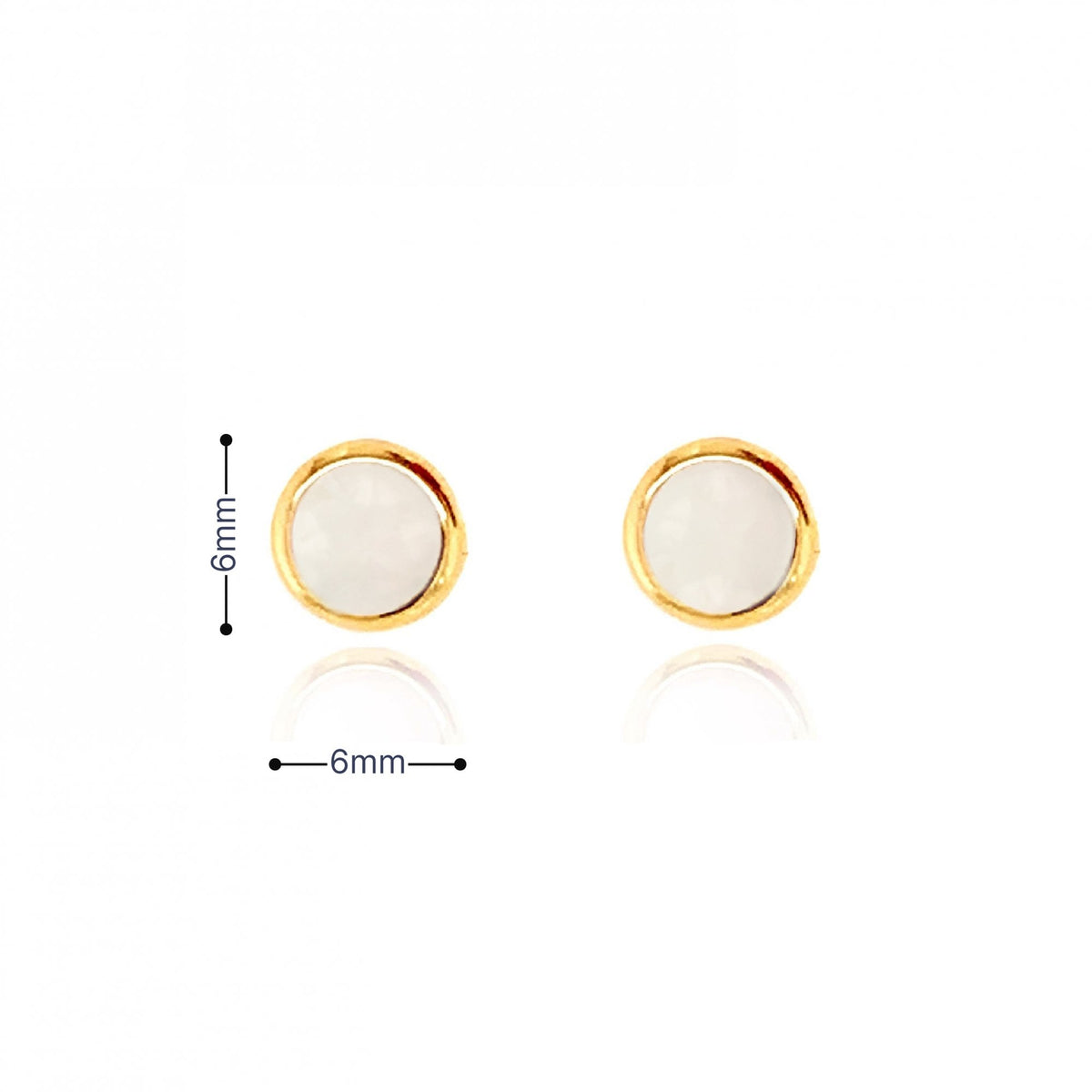 9ct Yellow Gold Mother Of Pearl Round Stud Earrings - 6x6mm