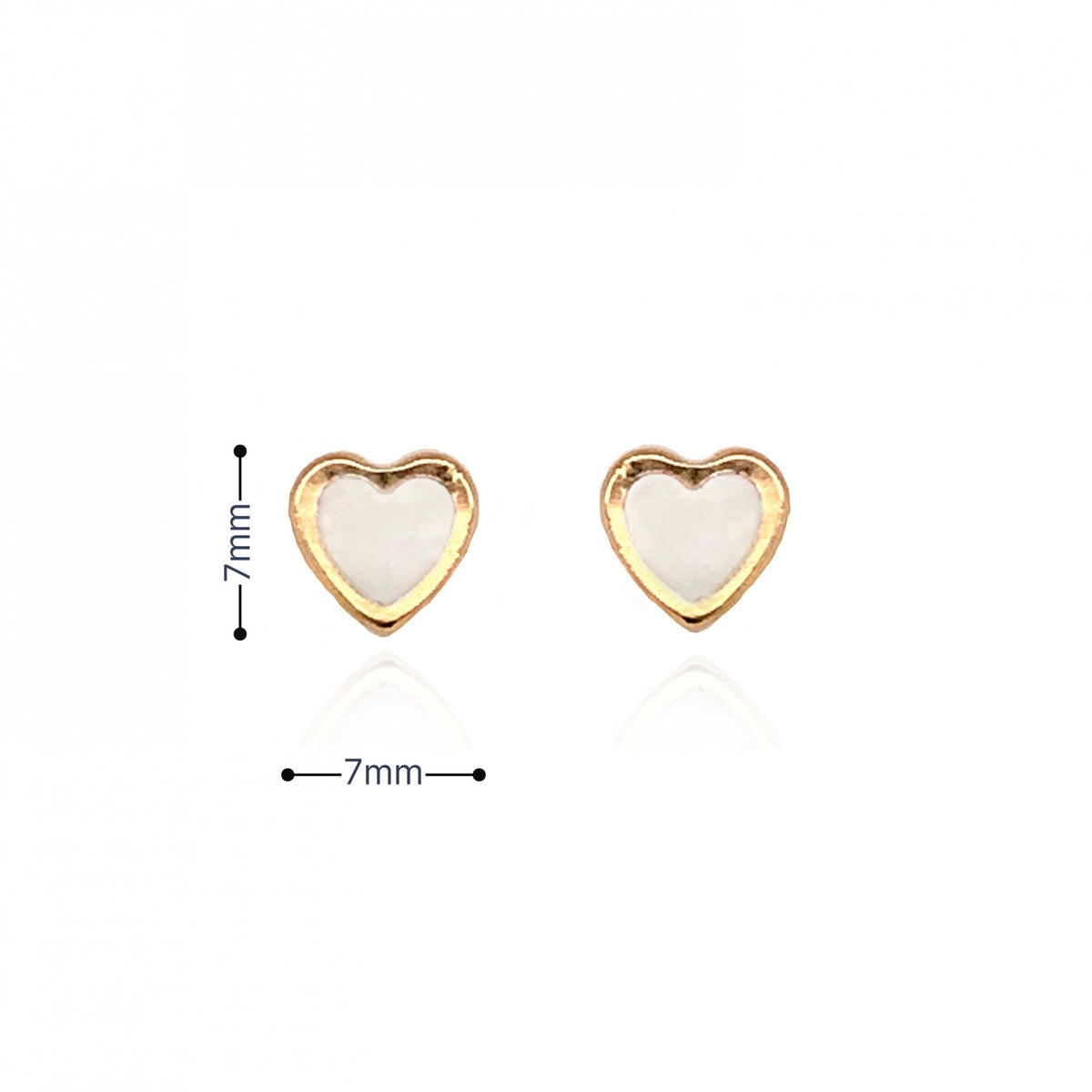 9ct Yellow Gold Mother Of Pearl Heart Stud Earrings - 7x7mm
