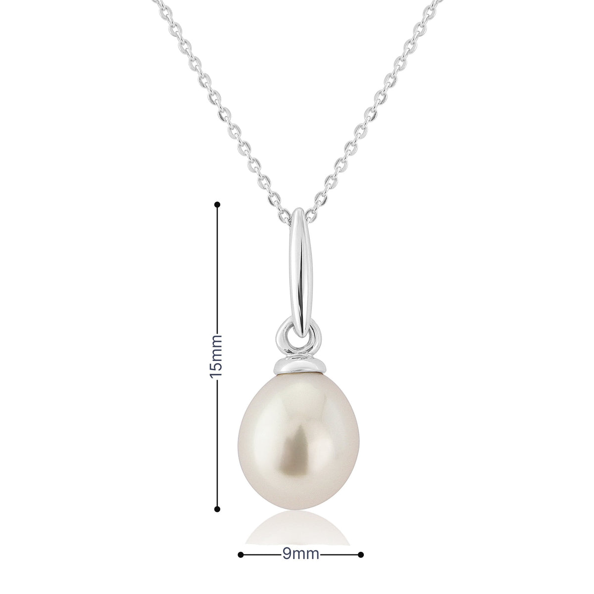 9ct White Gold Pearl Pendant & Necklace - 16/18" - 2.8g