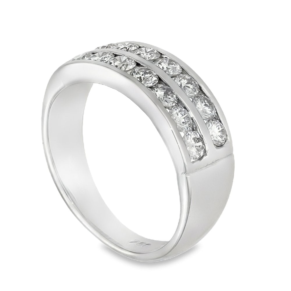 18ct White Gold 1.00ct Diamond Set Double Row Ring